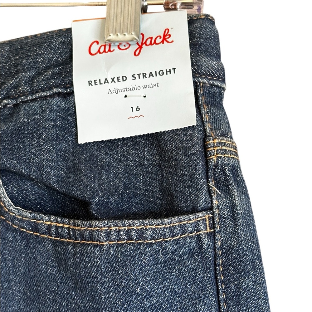 Cat & Jack Relaxed Straight Denim Boys Jeans SZ 16 - Picture 3 of 11